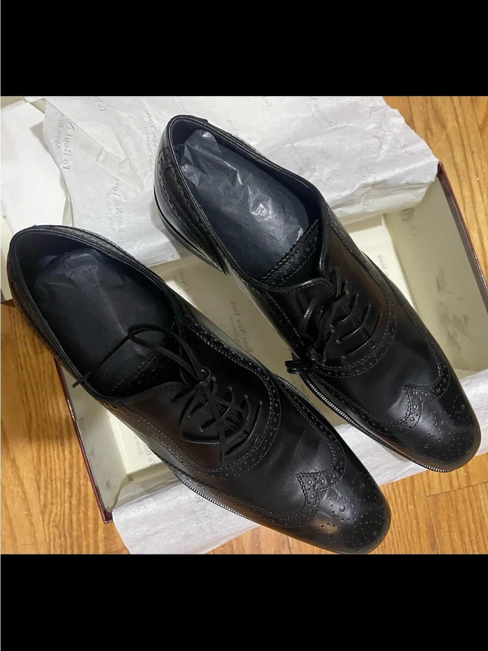 NWT To Boot NY Classic Black Leather Men’s Wingtip Oxfords Sz 10.5